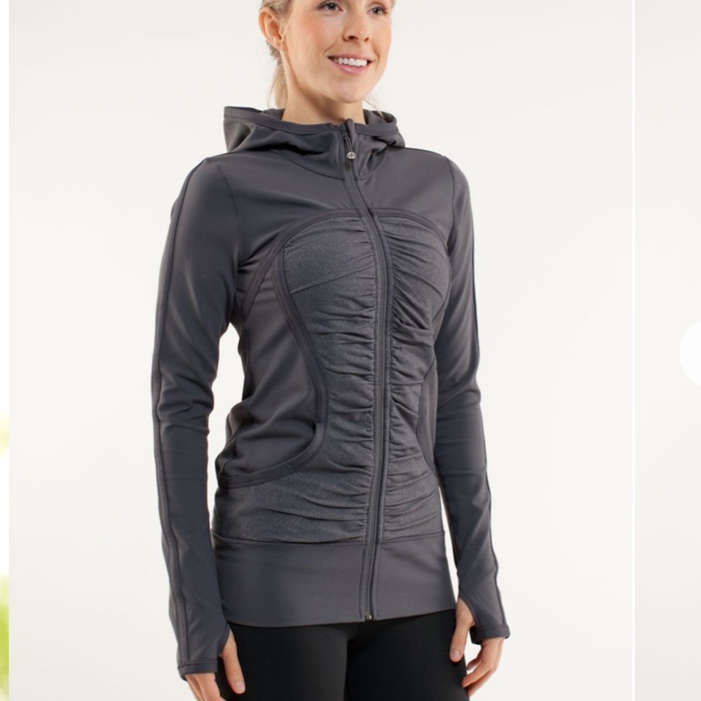 Lululemon Pure Balance Jacket ruched dark gray 
Coal pocket hoodie